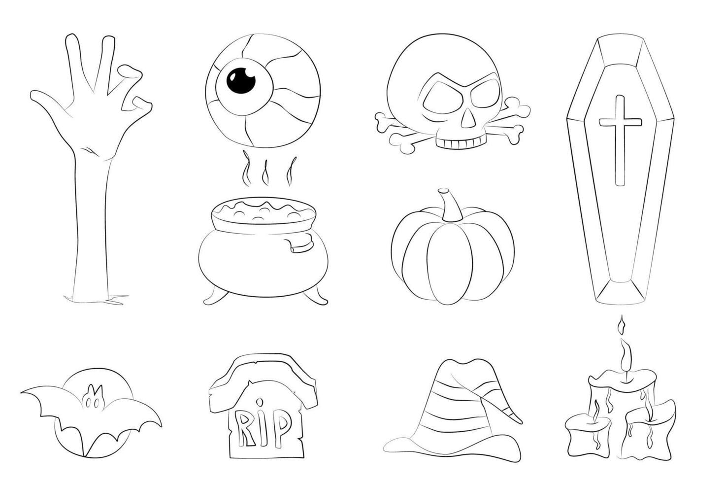 Set of Halloween line icons for your design. Flat and line design. Halloween symbols. vector