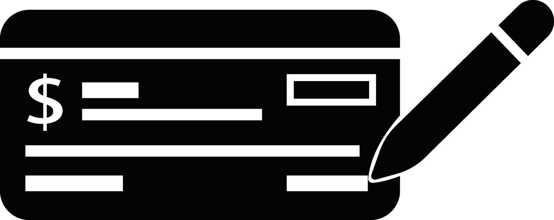 Payment check icon in flat style. for apps or website bank cheque symbol. paycheck sign in black Bank Check related glyph icon. Isolated on. vector