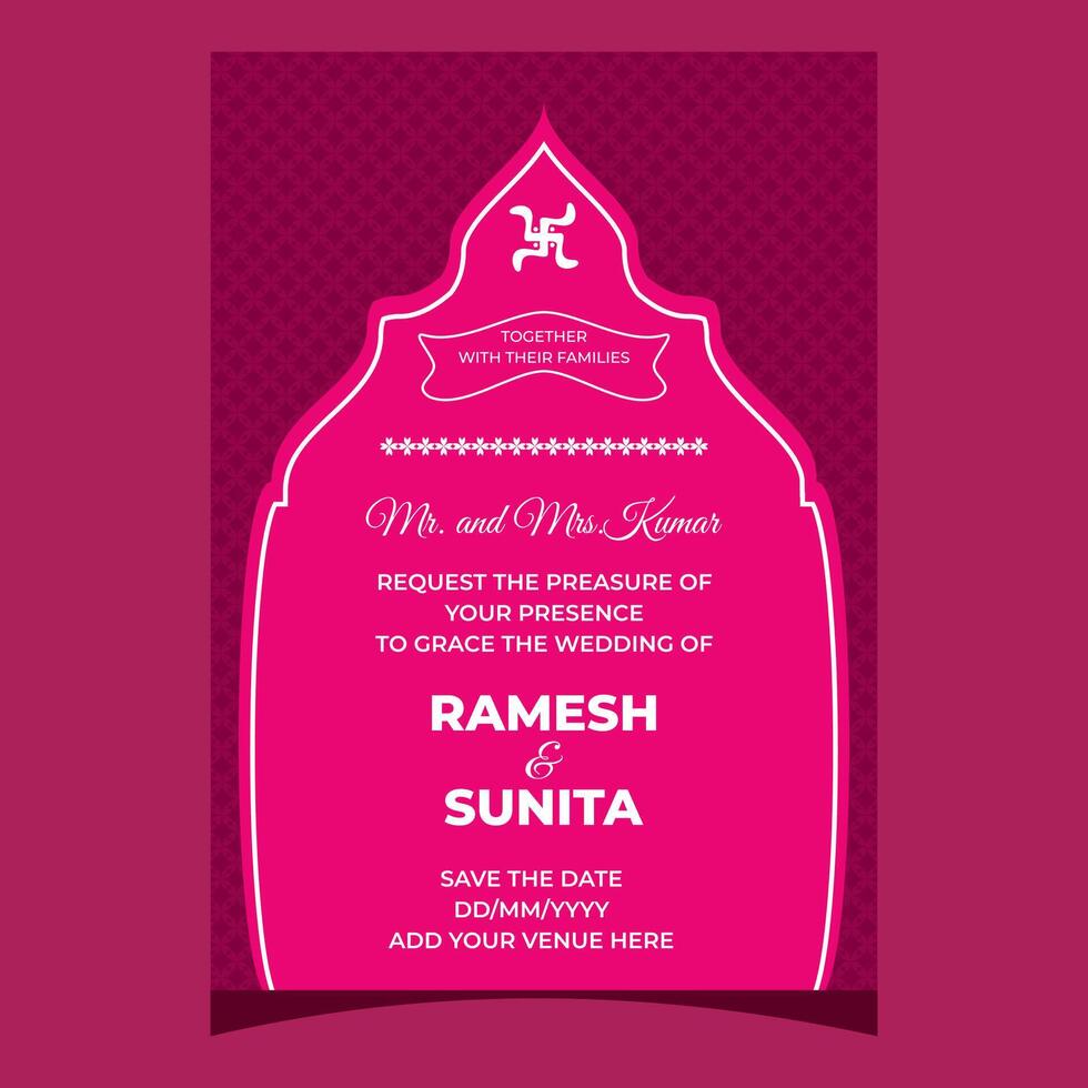 Indian Wedding Invitation Card Design With Event Details vector