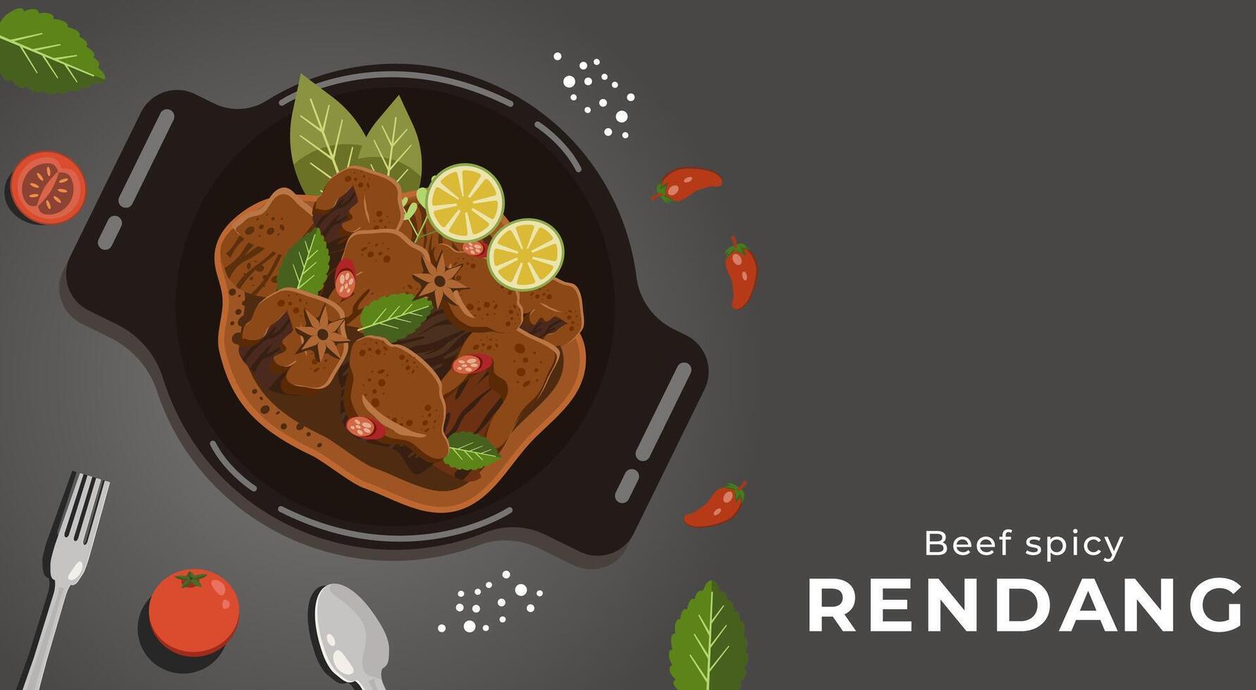 Rendang beef Indonesia vector