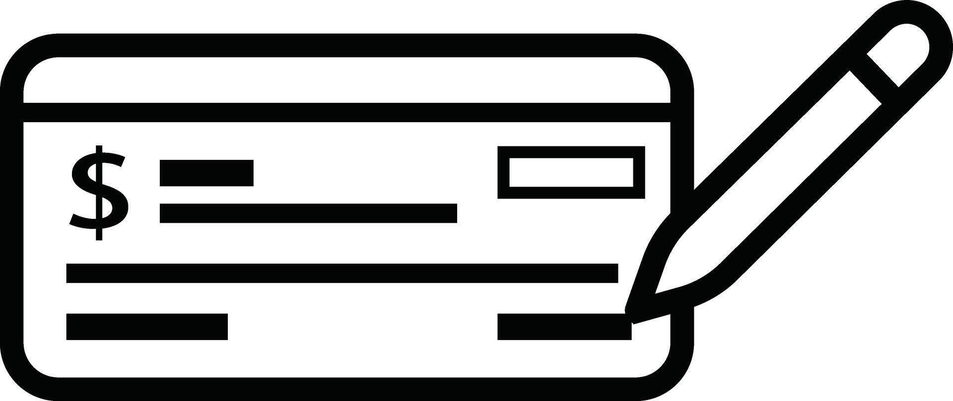 Payment check icon in line style. for apps or website bank cheque symbol. paycheck sign in black Bank Check related glyph icon. Isolated on. vector