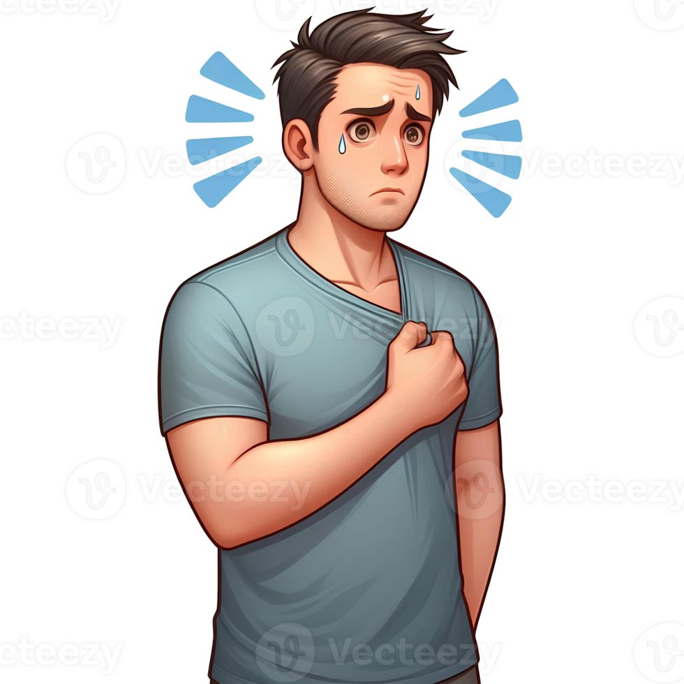 a man in cartoon style with restless expression png