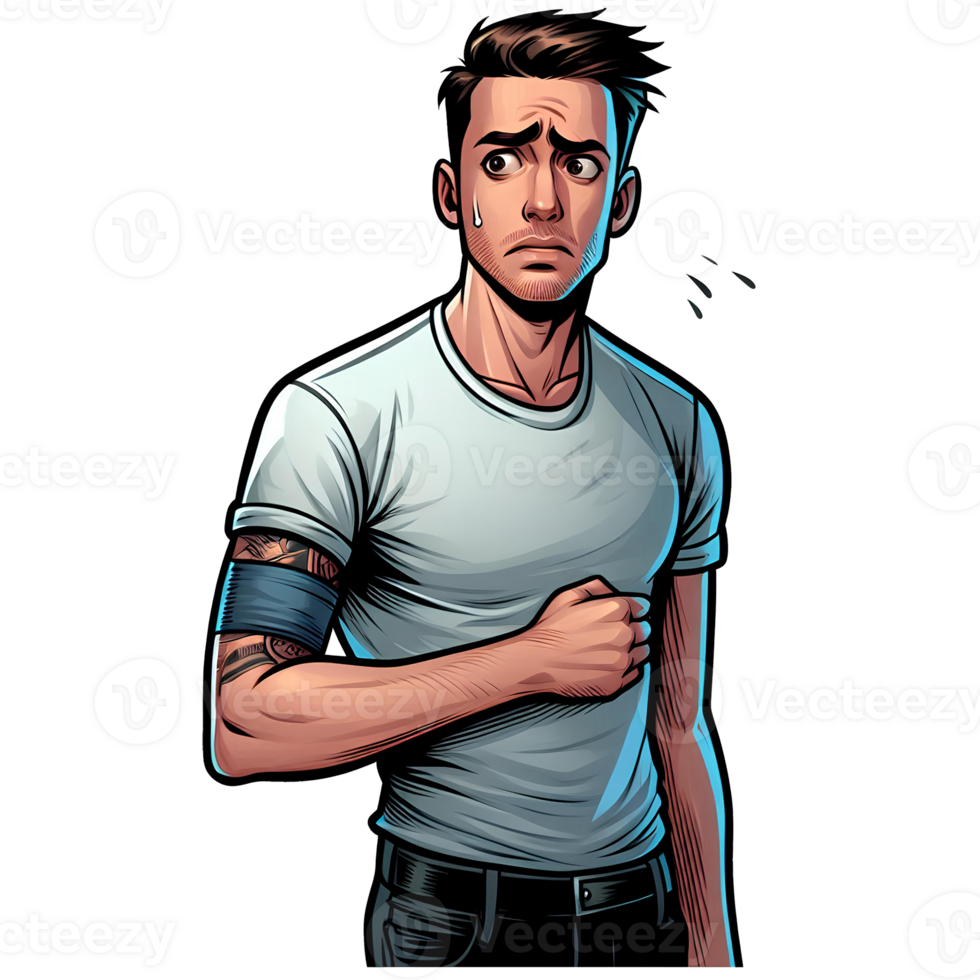 confusion expression of a man in cartoon style png