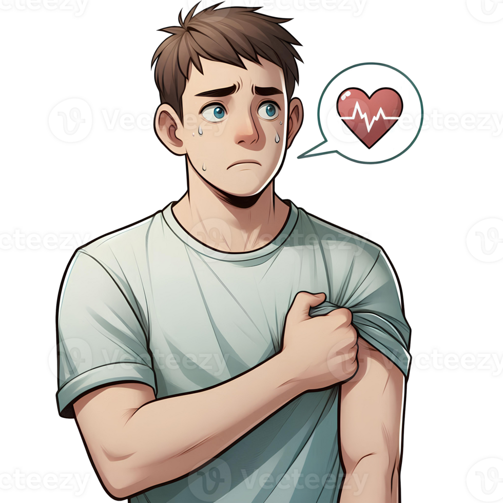 man in cartoon style with nervous expression png
