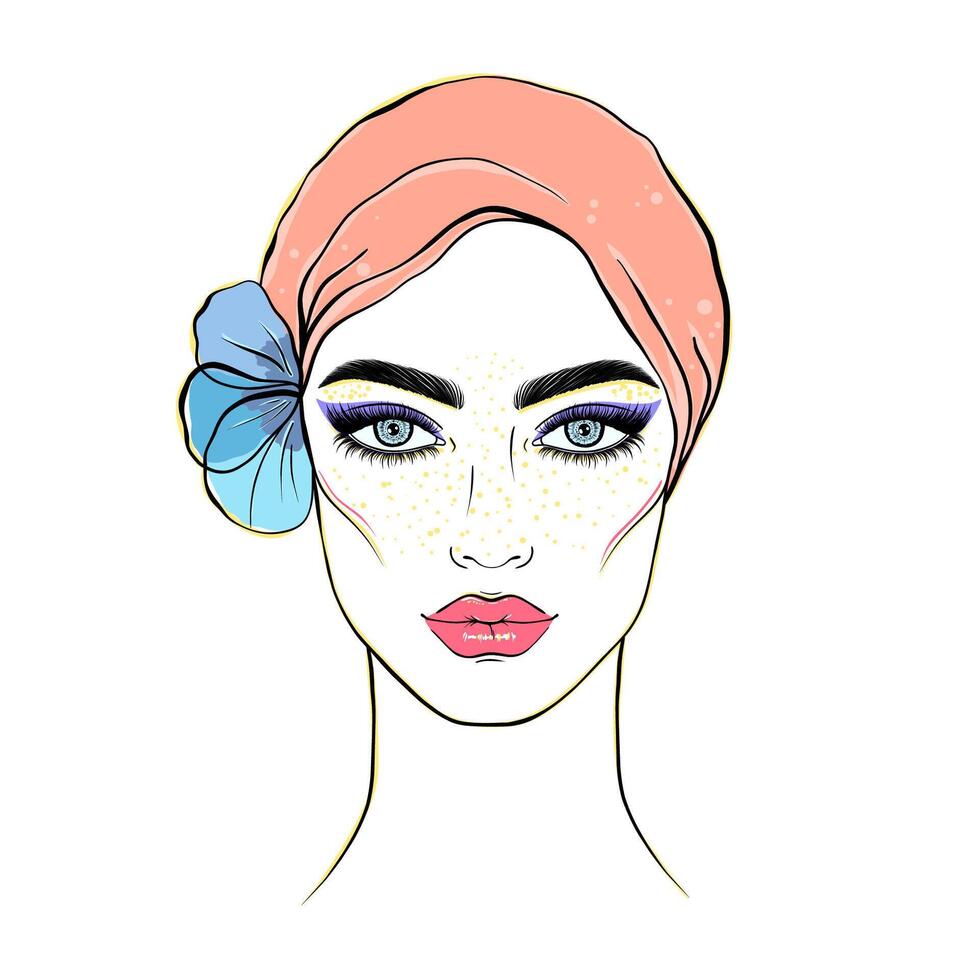 Face of the young woman vector