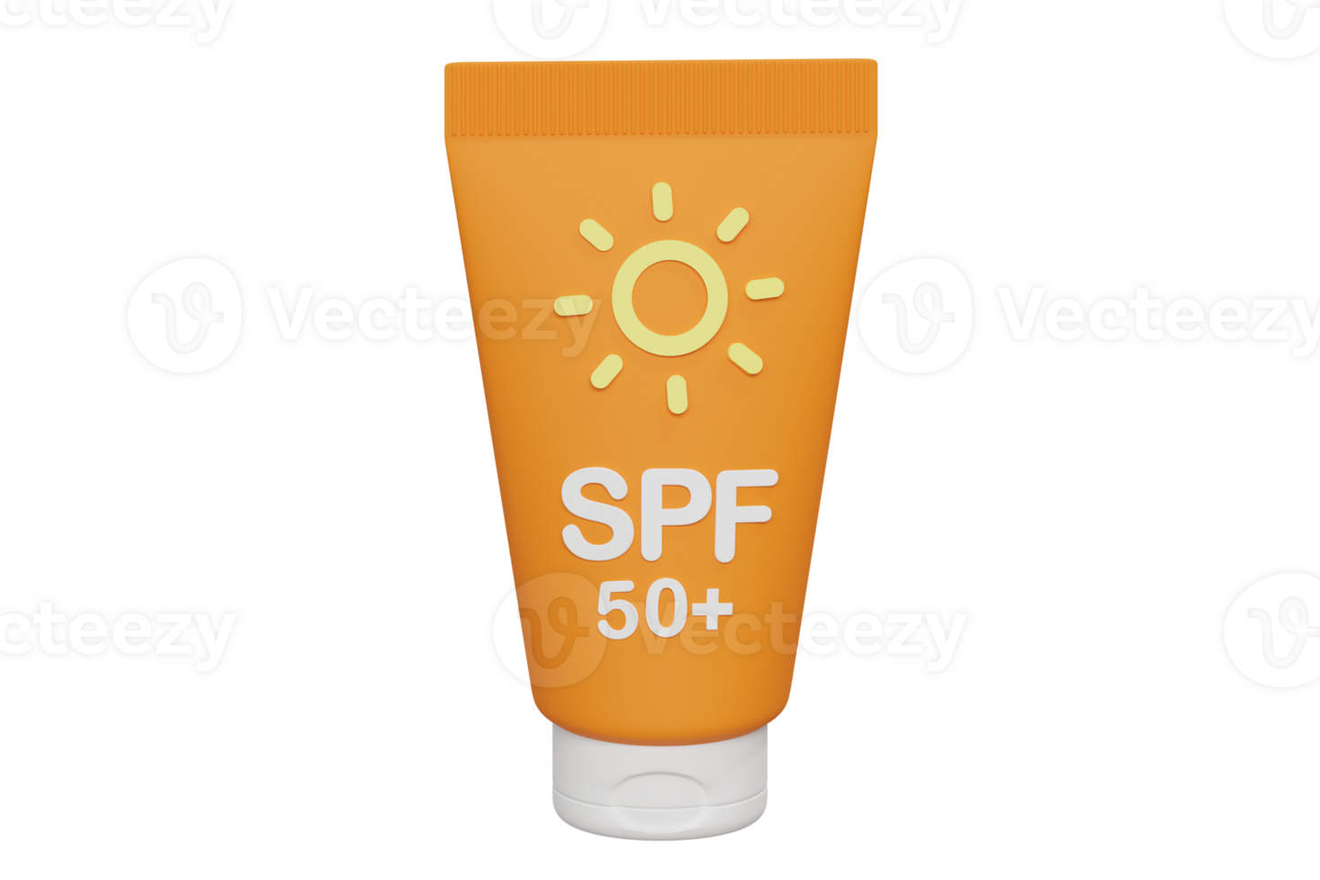 Sunscreen cream cosmetic product with SPF. Summer vacation ultraviolet protection factor. 3D rendered icon isolated png