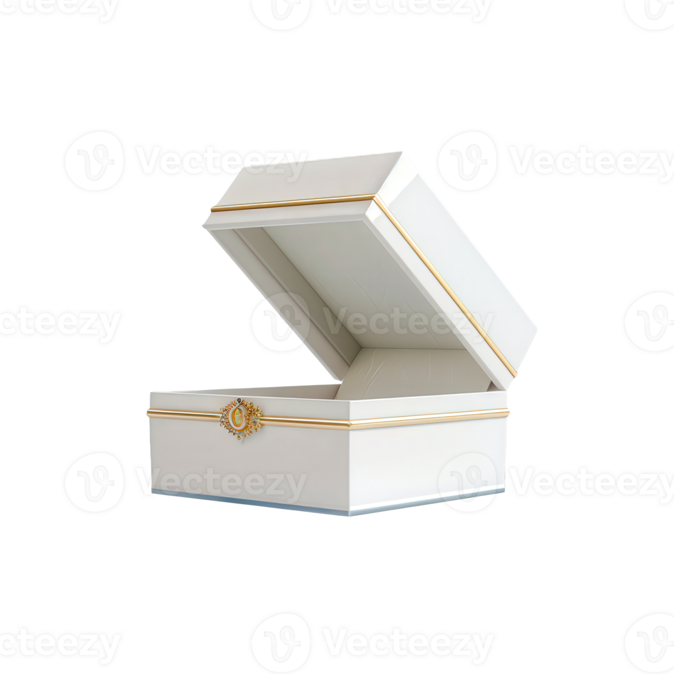 White Lacquered Box with Gold Trim and Jeweled Clasp png