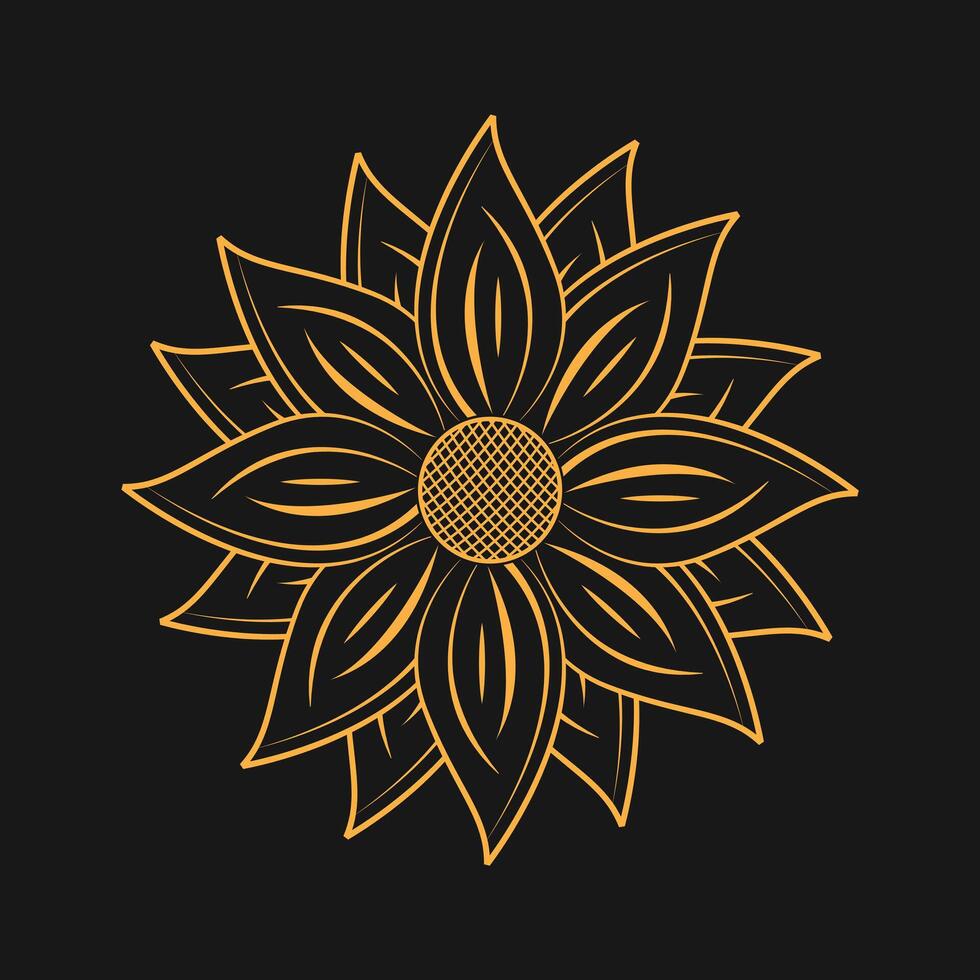Style Sunflower outline vector