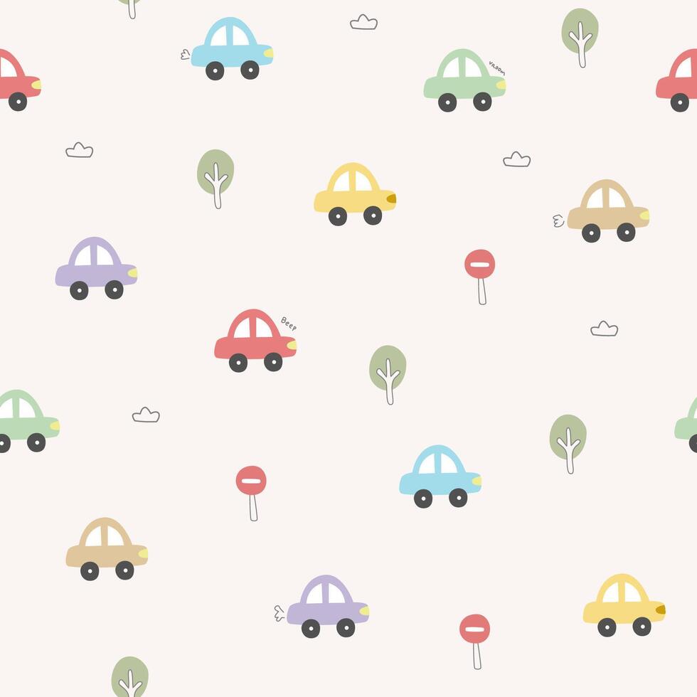 Seamless pattern with colorful car vector