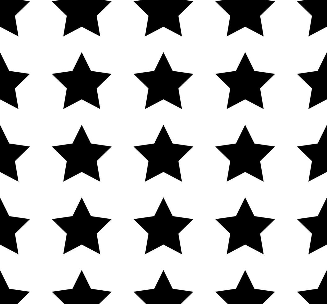 Five pointed black stars seamless pattern on white background. vector