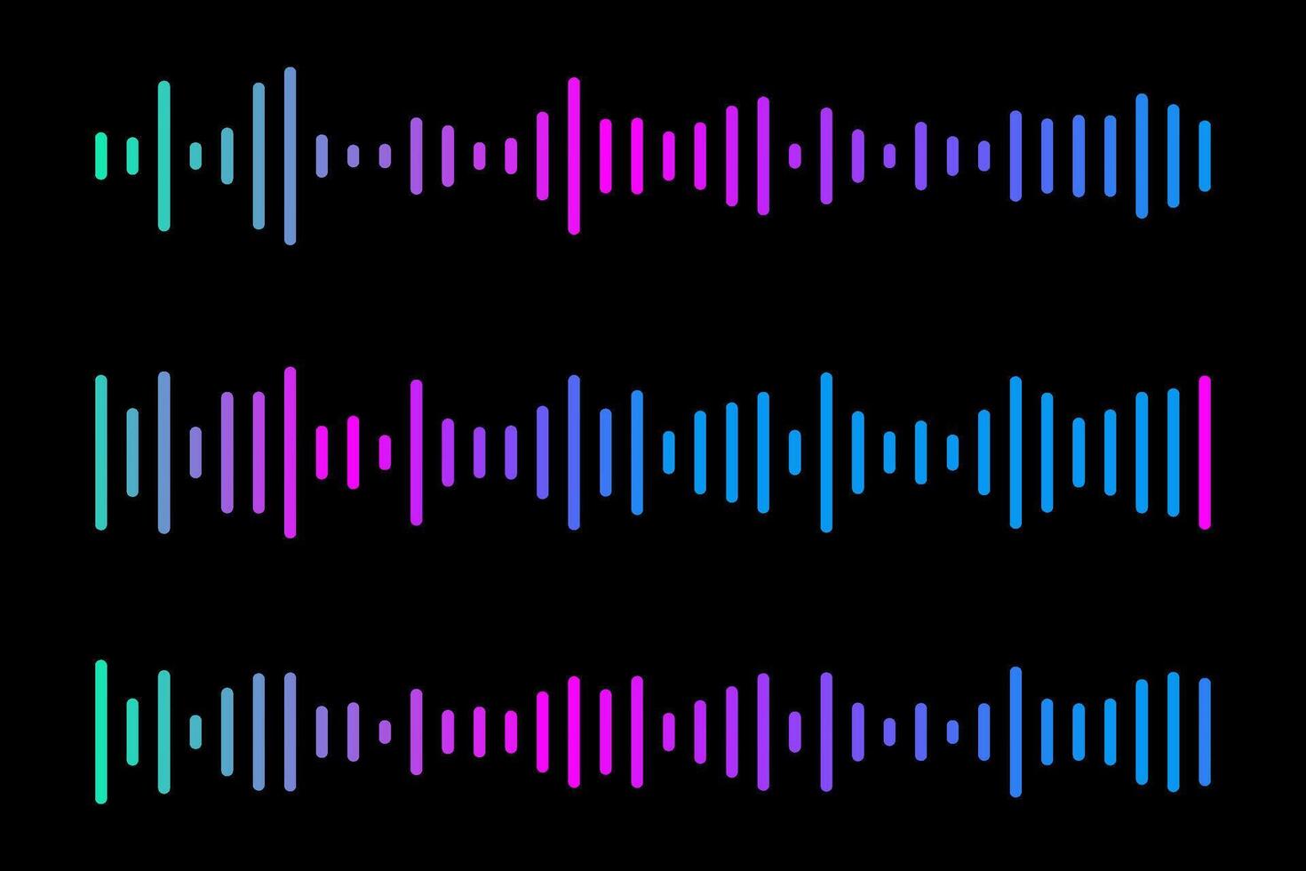 Digital sound wave equalizer, simple audio sound waves effect. vector