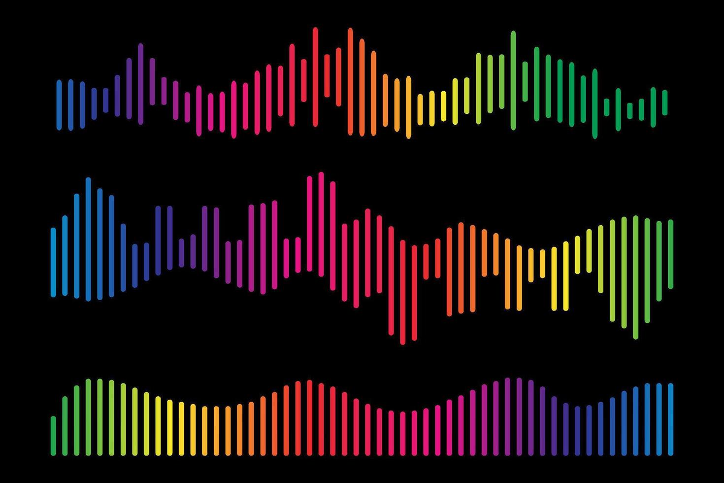 Digital sound wave equalizer, simple audio sound waves effect. vector
