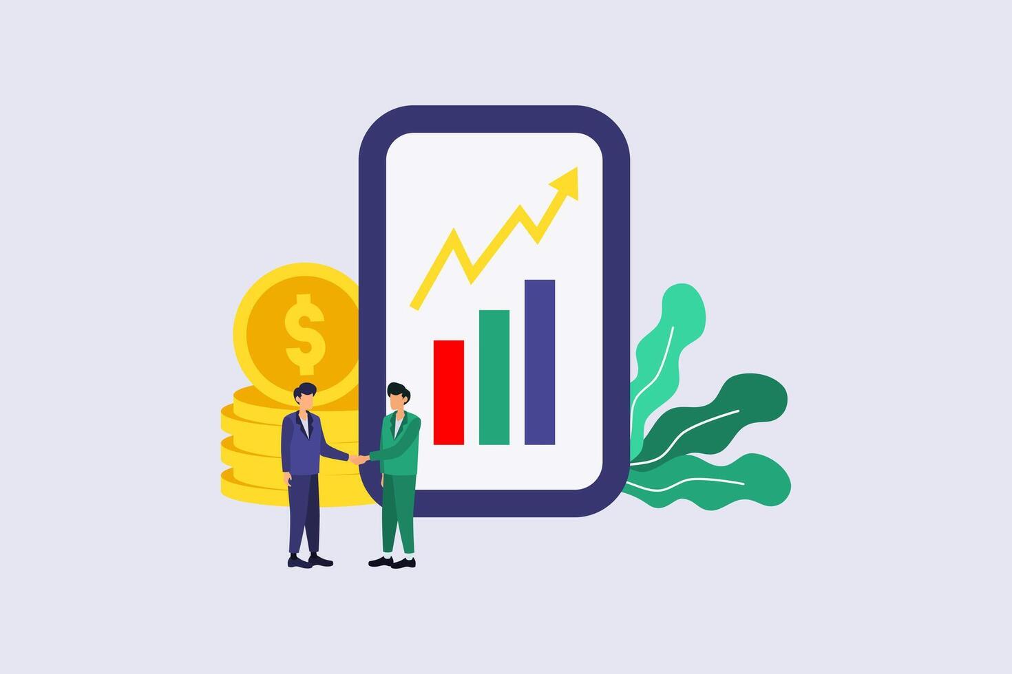 financial and business growth flat design vector