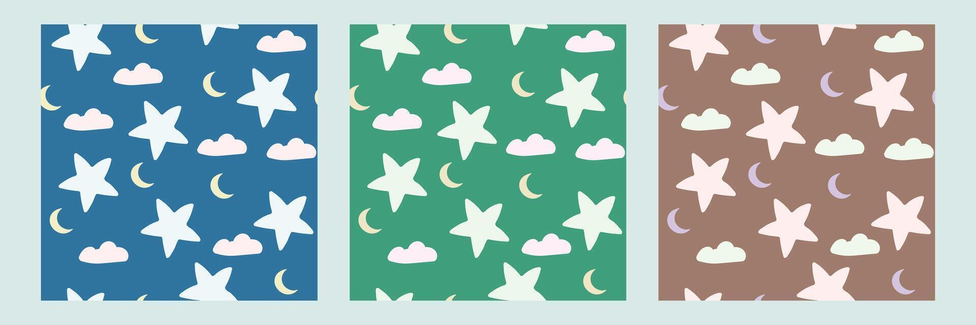 Seamless stars pattern design . Floral print for fabric. vector