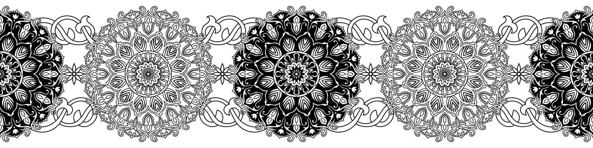 Line of mandala, abstract pattern Seamless black mandala lines vector