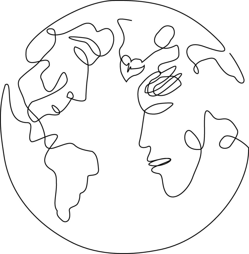 A planet for two. Face. Silhouette. A couple in love. Love vector