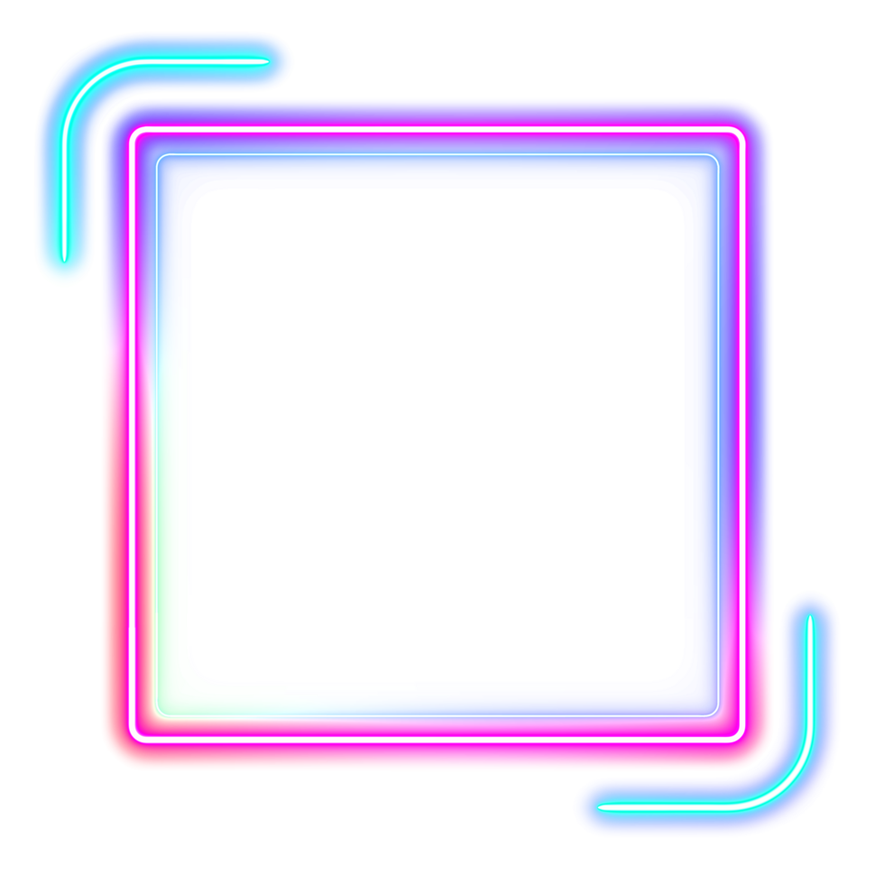 Abstract square neon frame style 90s png