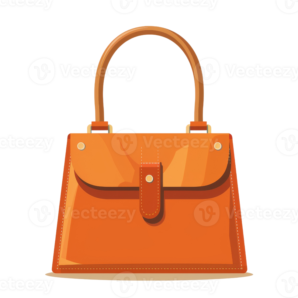 Orange handbag isolated on a transparent background. illustration in flat style. png