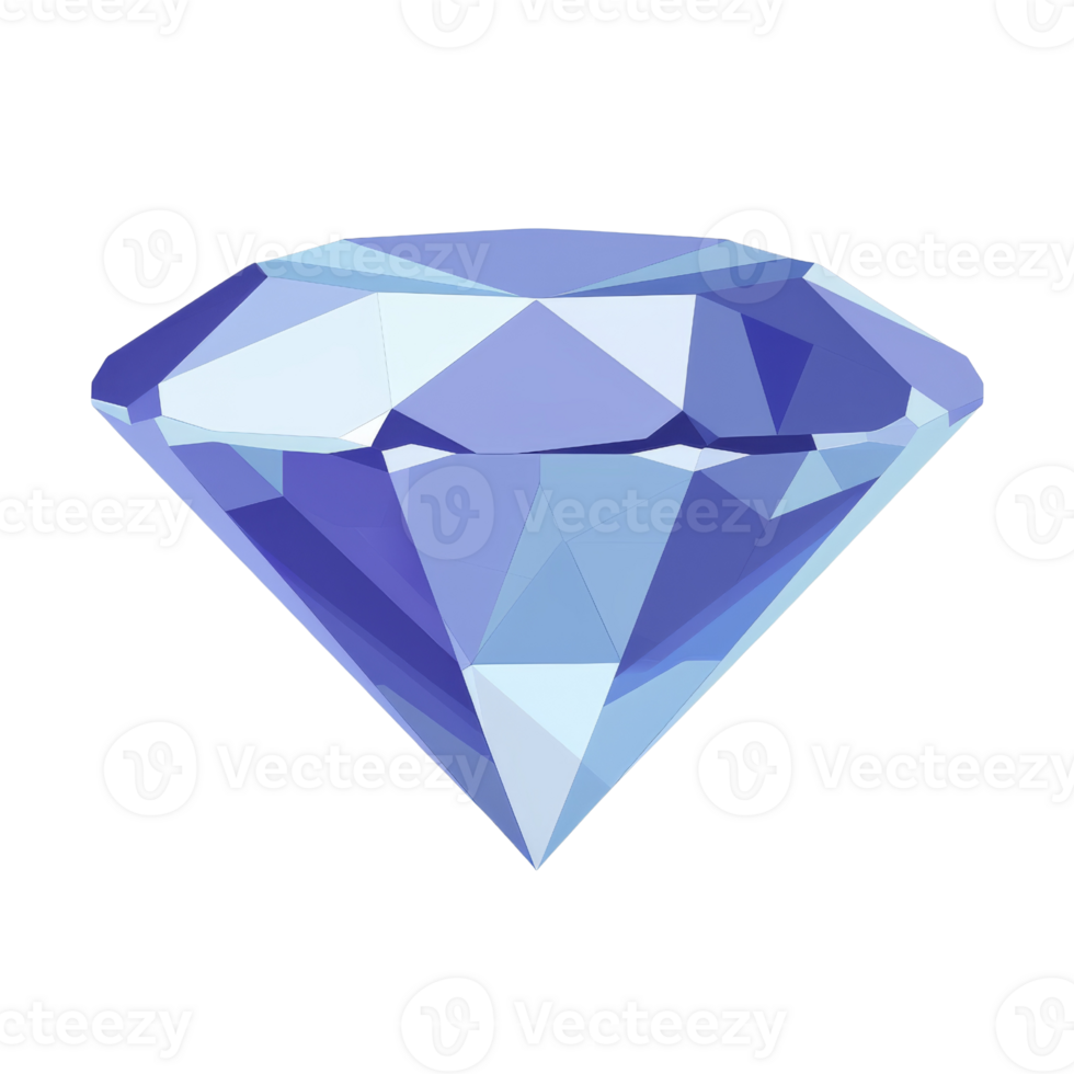 Blue diamond isolated on transparent background. png