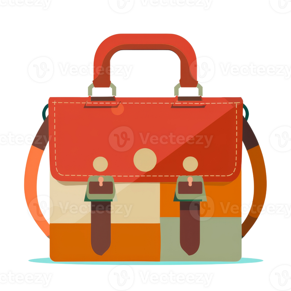 Red leather briefcase on a transparent background. illustration in flat style png