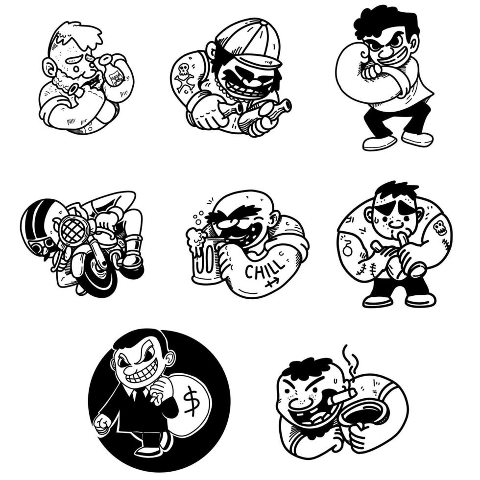 cool people cartoon hand drawing illustration vector