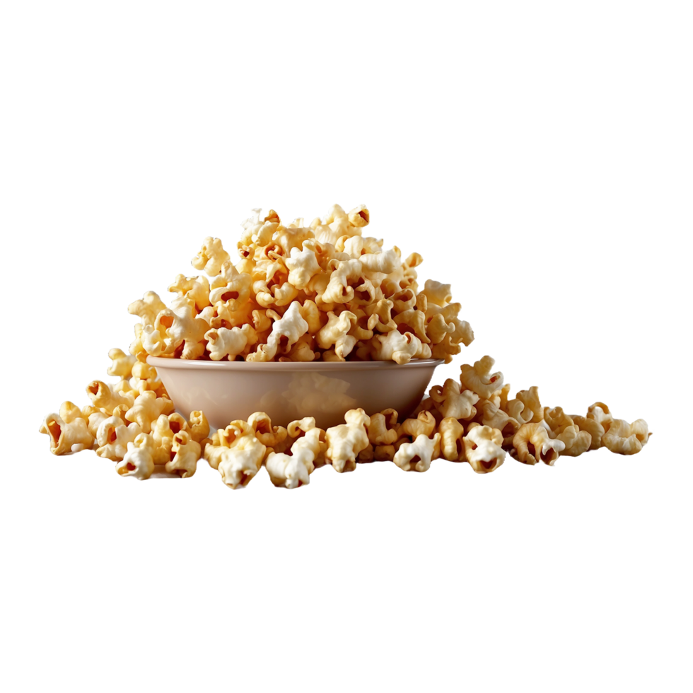 Tasty caramel glazed popcorn isolated on transparent background png