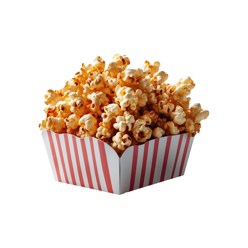 Tasty caramel glazed popcorn isolated on transparent background png