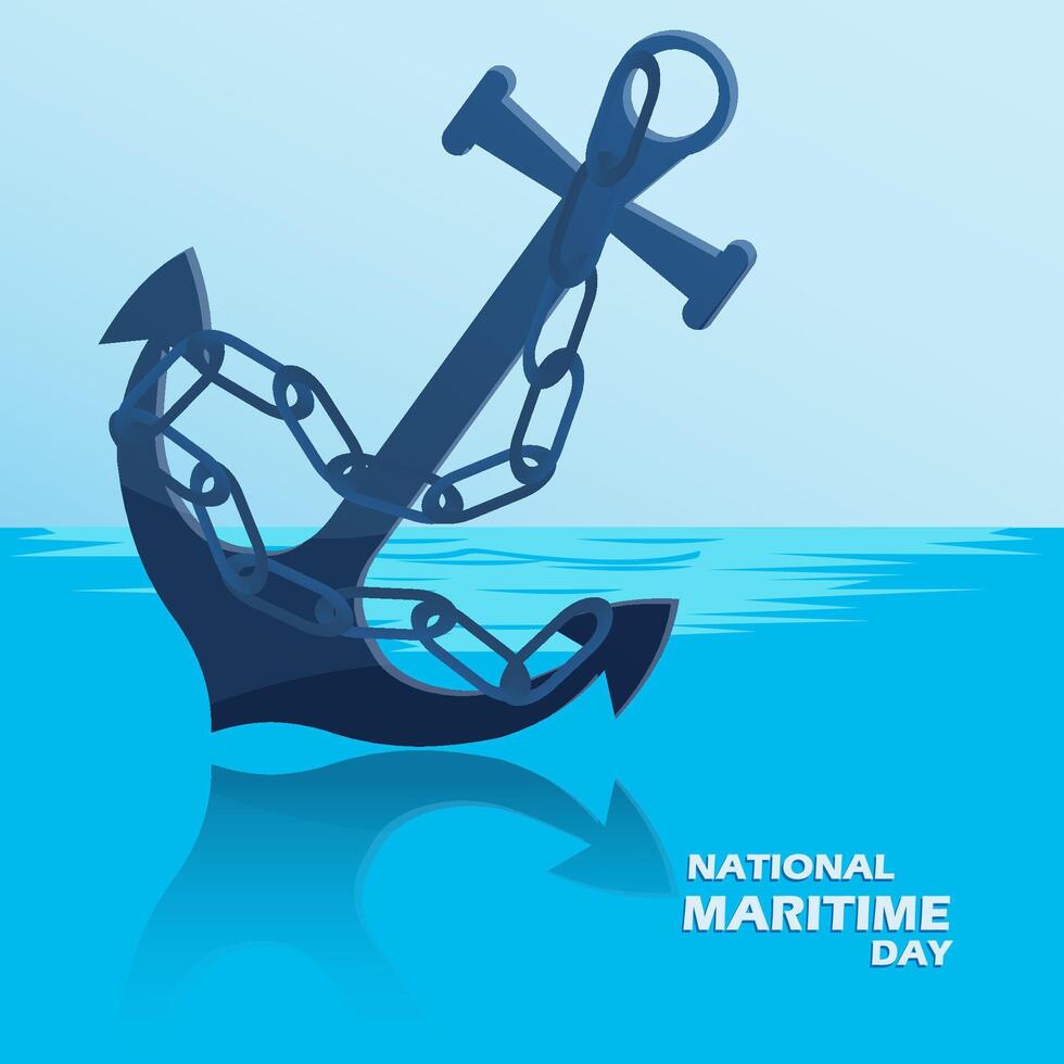 ship anchor in the middle of the ocean vector