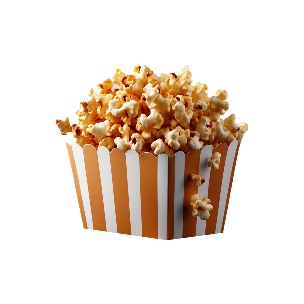 Tasty caramel glazed popcorn isolated on transparent background png