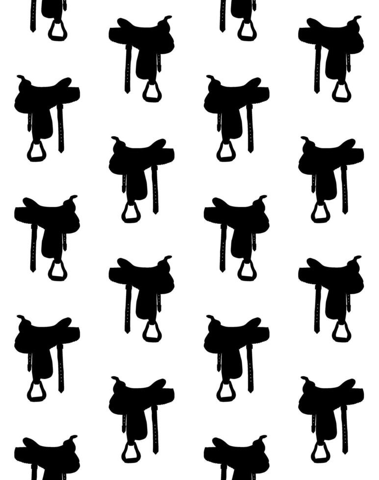 Seamless pattern of sketch cowboy saddle vector