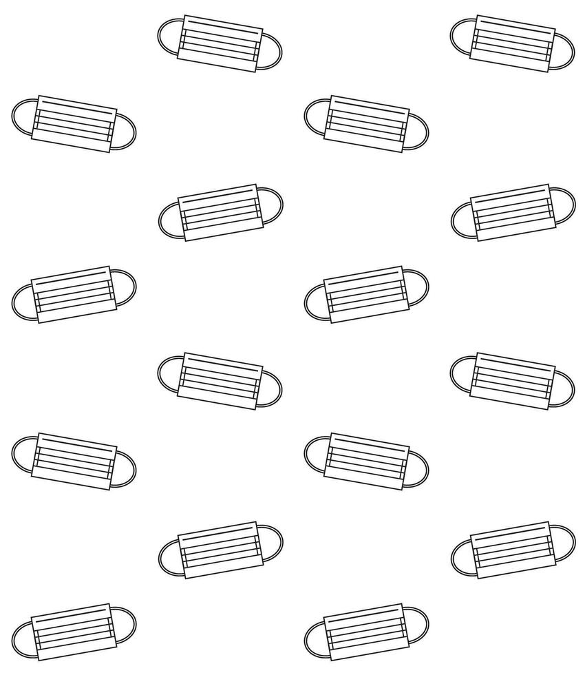 Seamless pattern of flat medical face mask vector