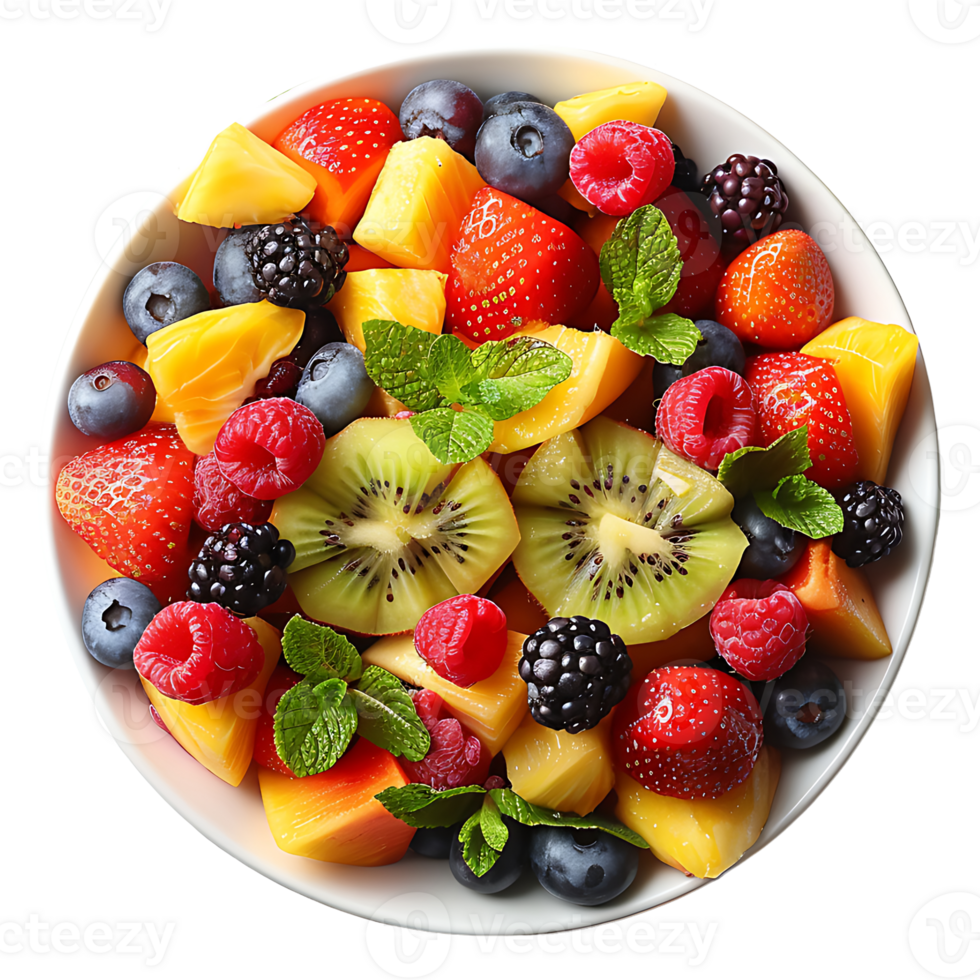 Fresh tasty mixed fruit salad on a transparent background 46544890 png