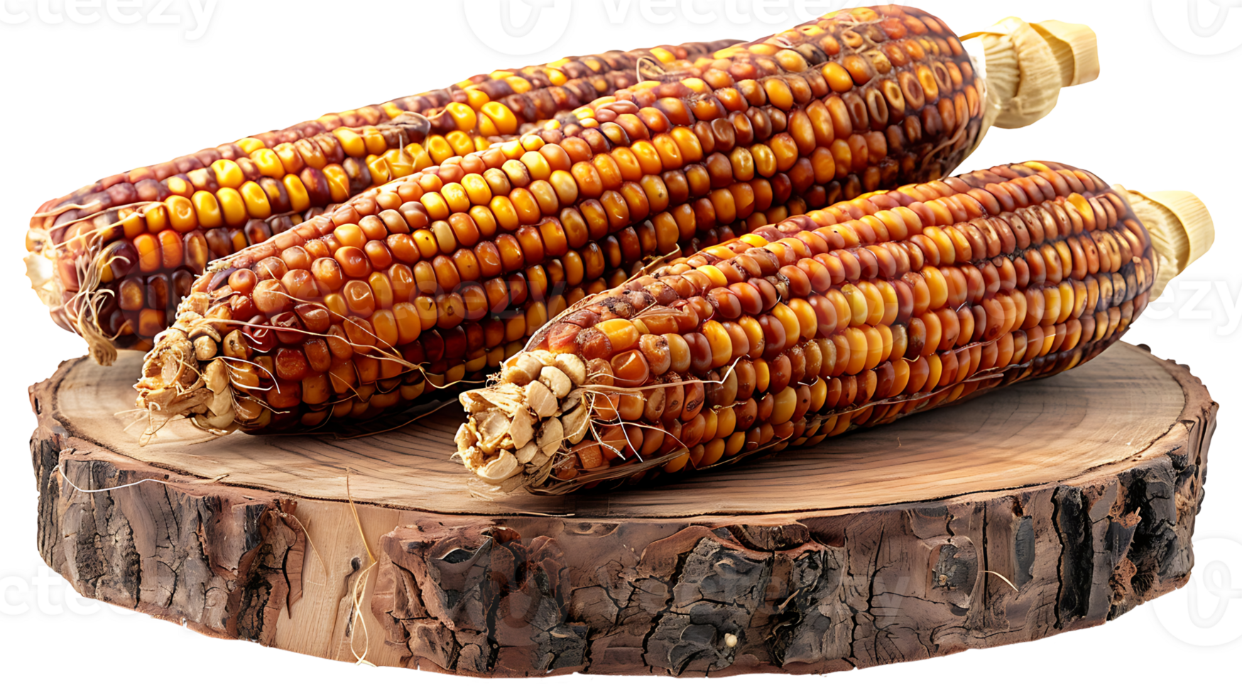 Fresh tasty dried corn cobs on a transparent background png