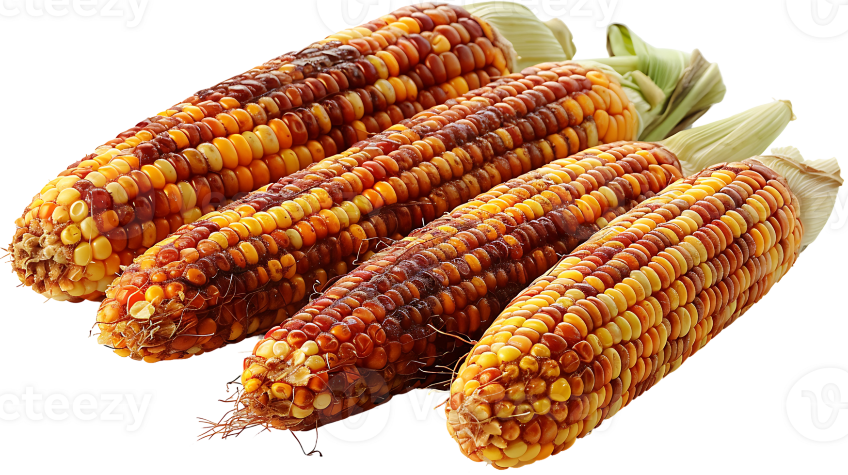Fresh tasty dried corn cobs on a transparent background png