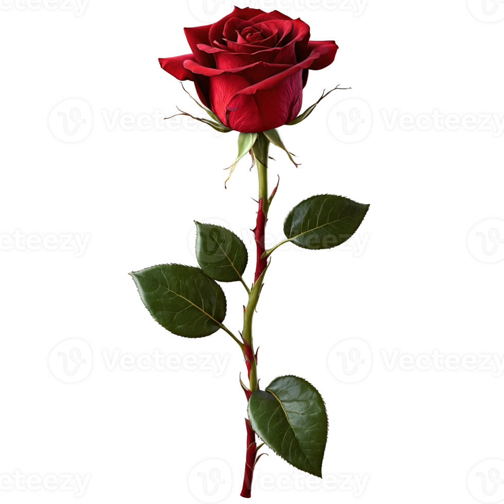 Red rose velvety petals spiraling outward deep crimson hue slightly unfurled Rosa hybrid. png