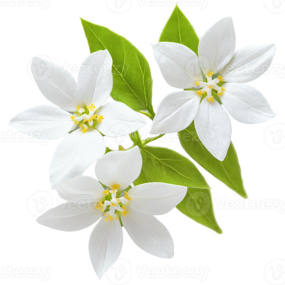 White jasmine small star shaped flowers in clusters delicate and fragrant Jasminum polyanthum png
