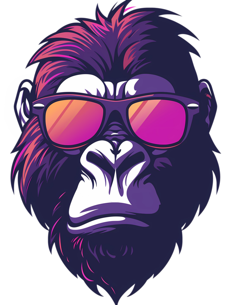 a gorilla wearing sunglasses on a transparent background png