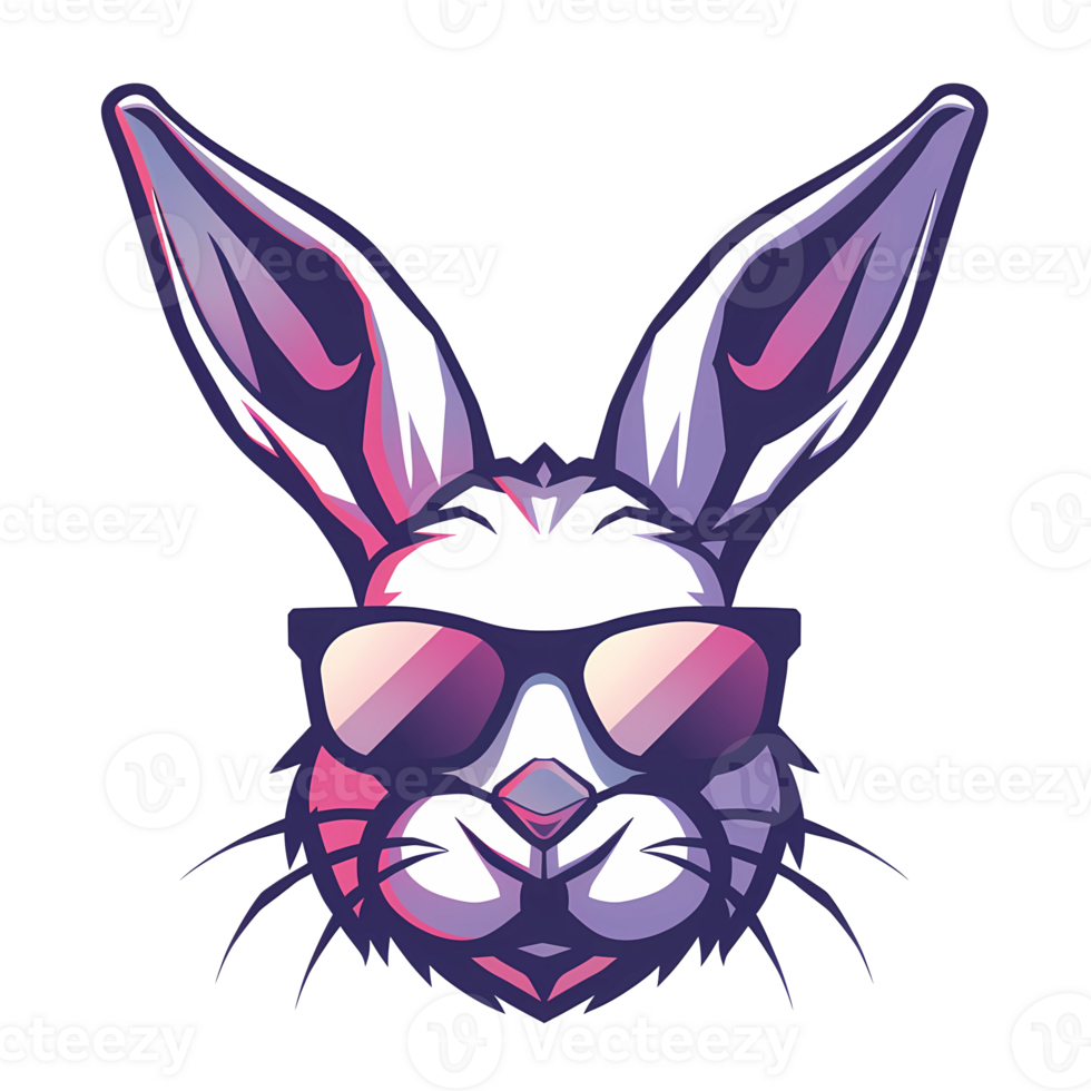 the flat illustration of a rabbit wearing sunglasses png