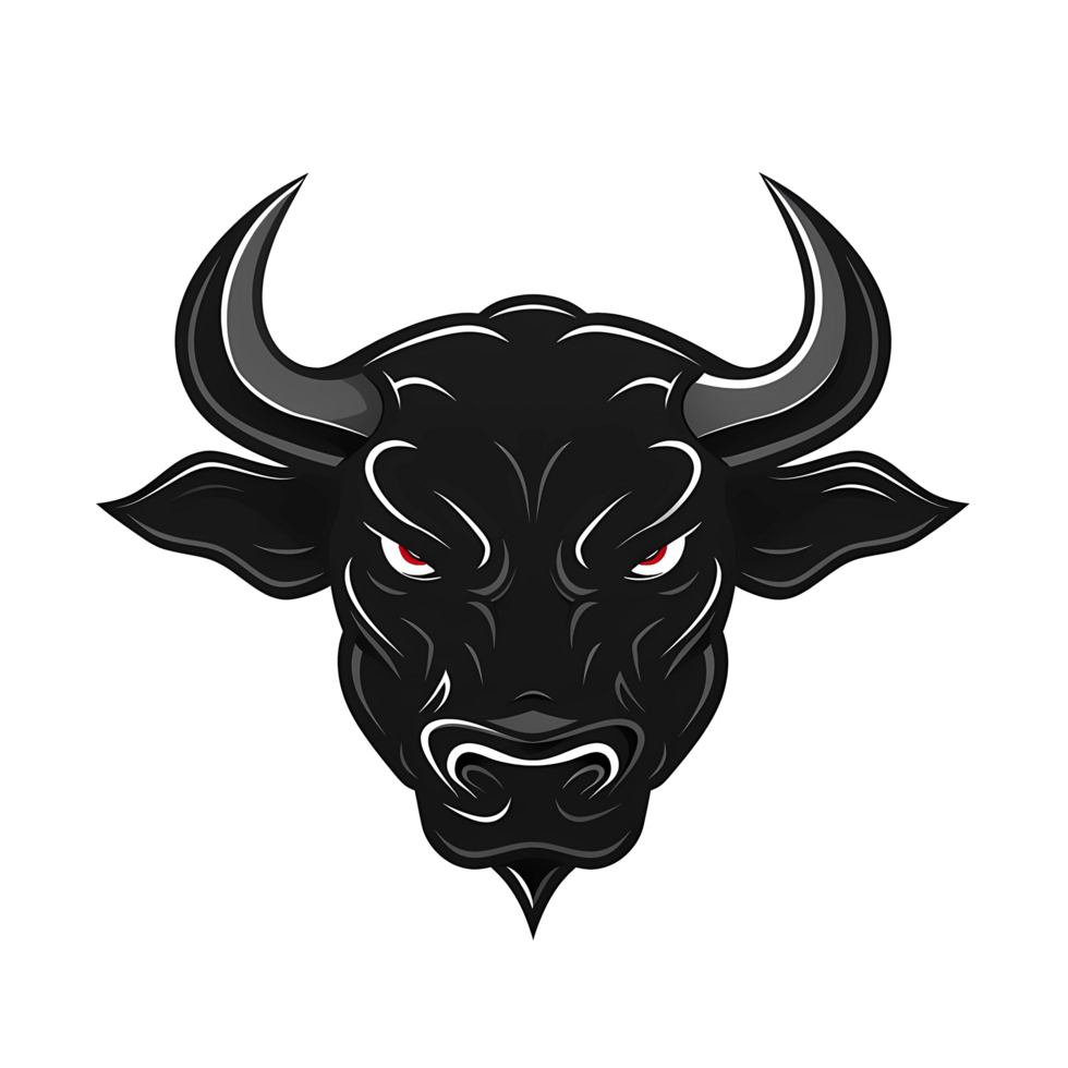 bull head logo, flat art illustration png