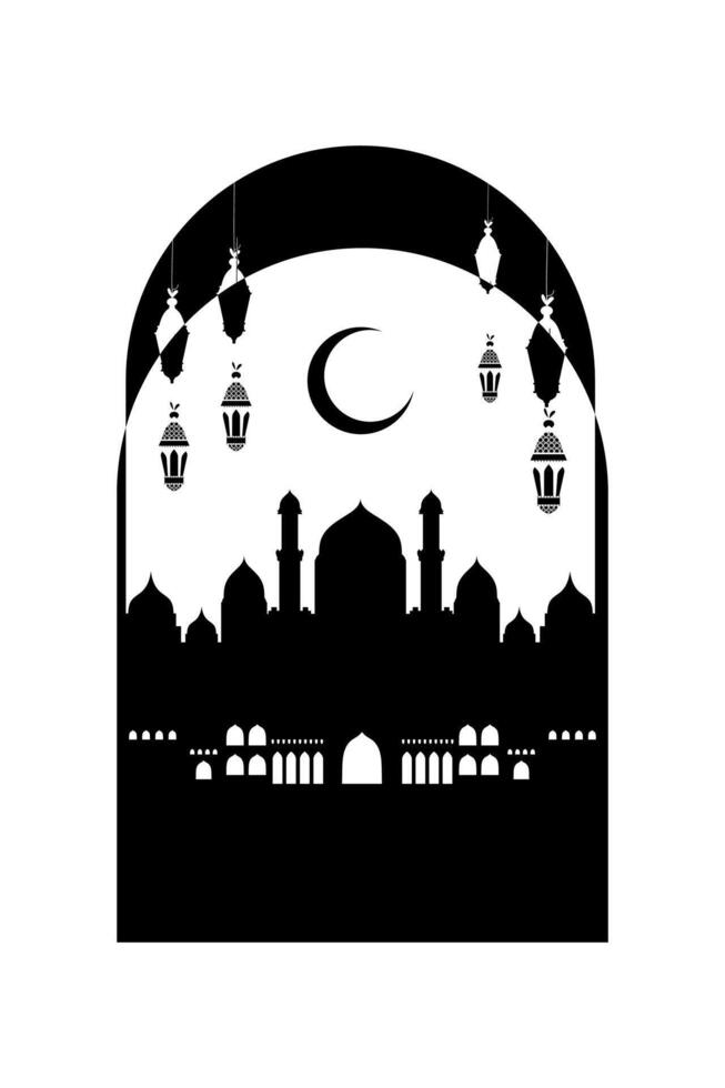 Mosque illustration eid mubarak vector