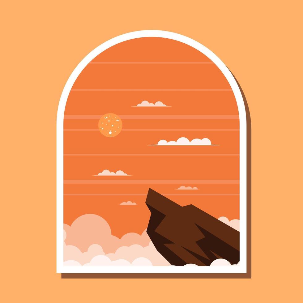 Mountain cliff in noon vector