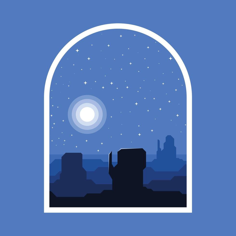 Mountain cliff in night illustration vector