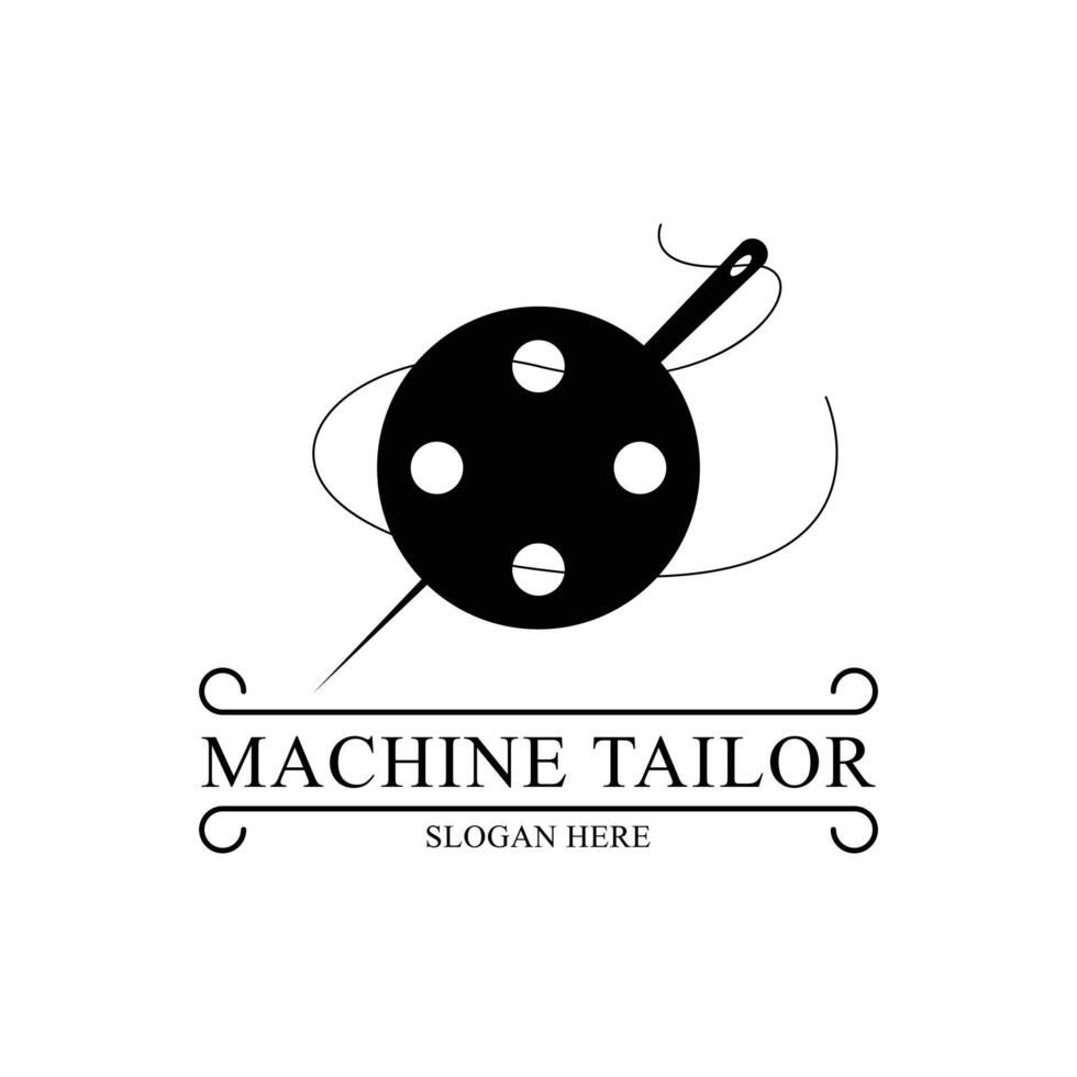 machine tailor logo design concept vintage retro vector