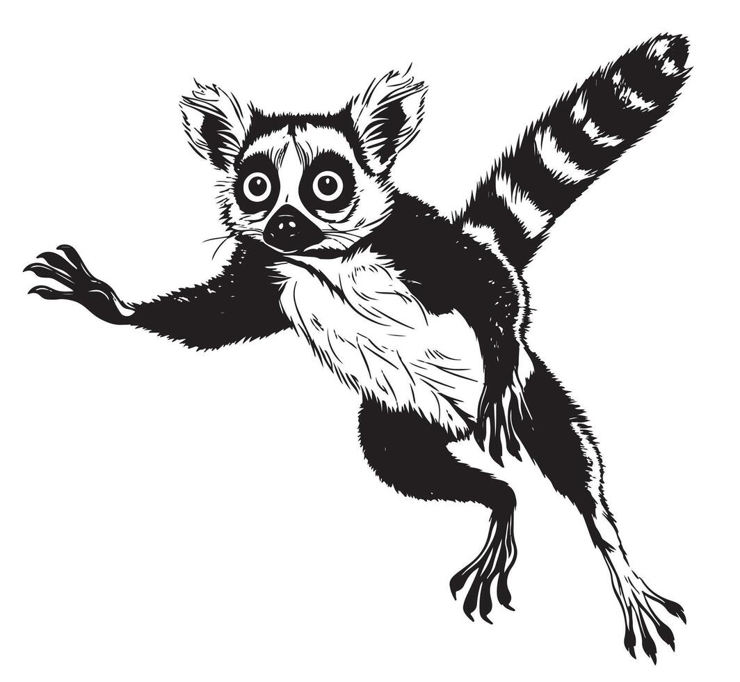 Lemur jumping sketch vector
