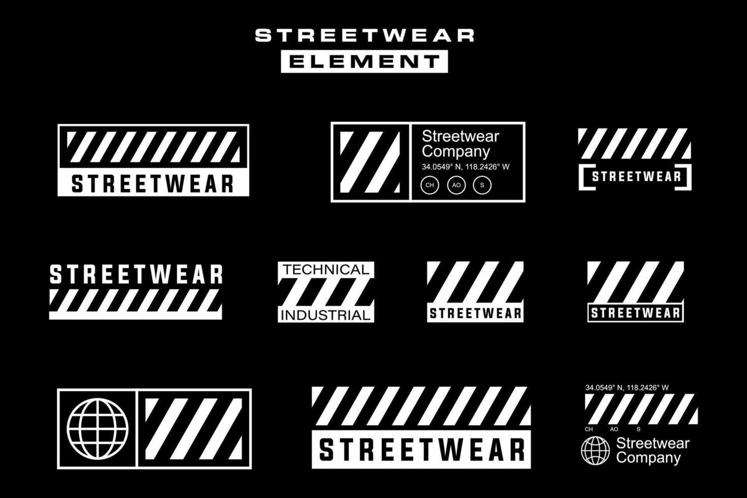 Futuristic streetwear cyberpunk shape element technology graphic design template vector