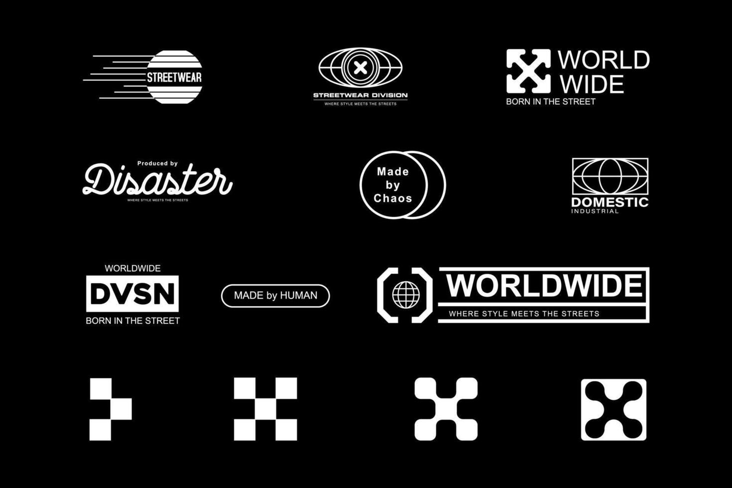 Futuristic streetwear cyberpunk shape element technology graphic design template vector