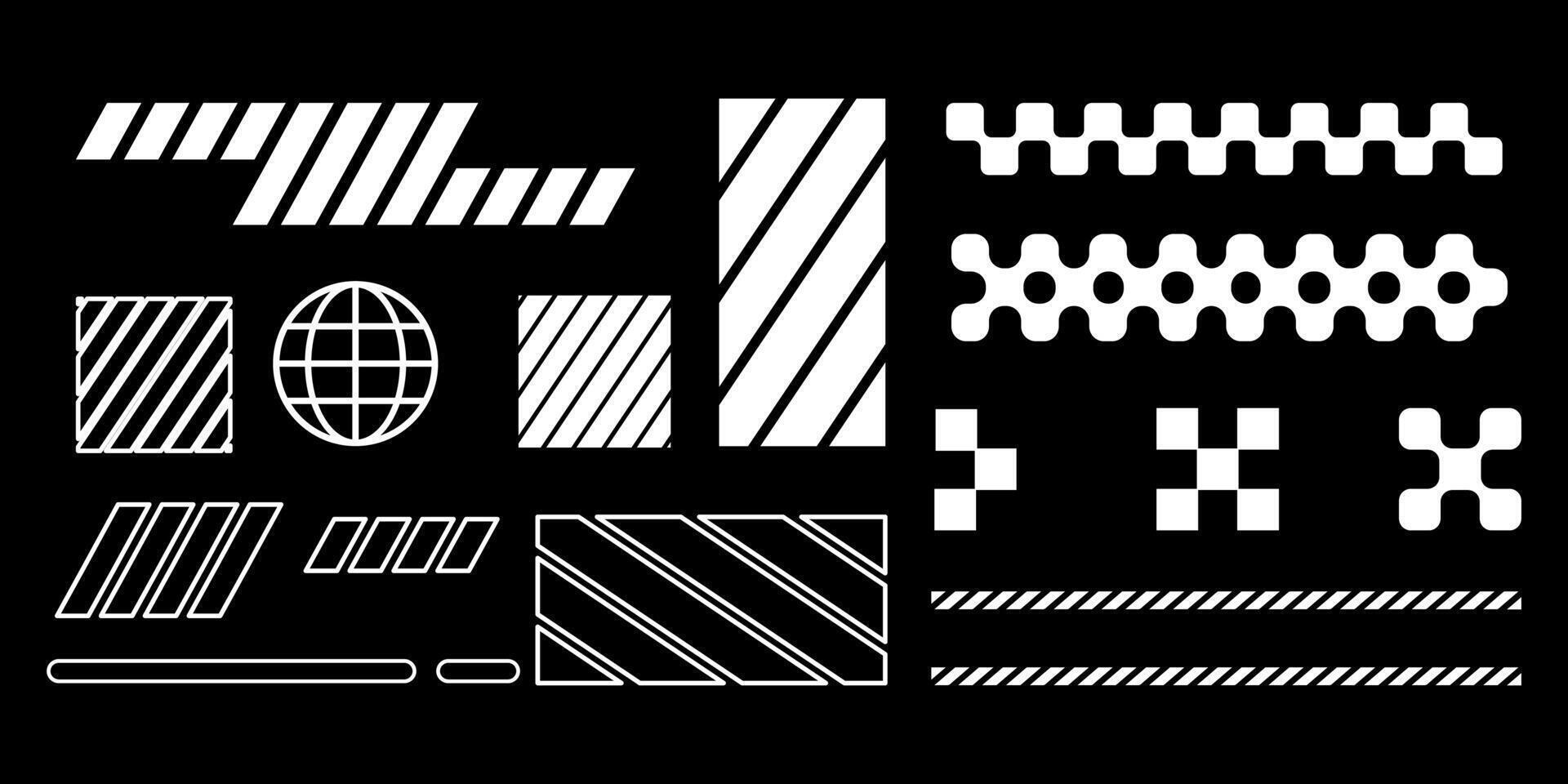 Futuristic streetwear cyberpunk shape element technology graphic design template vector