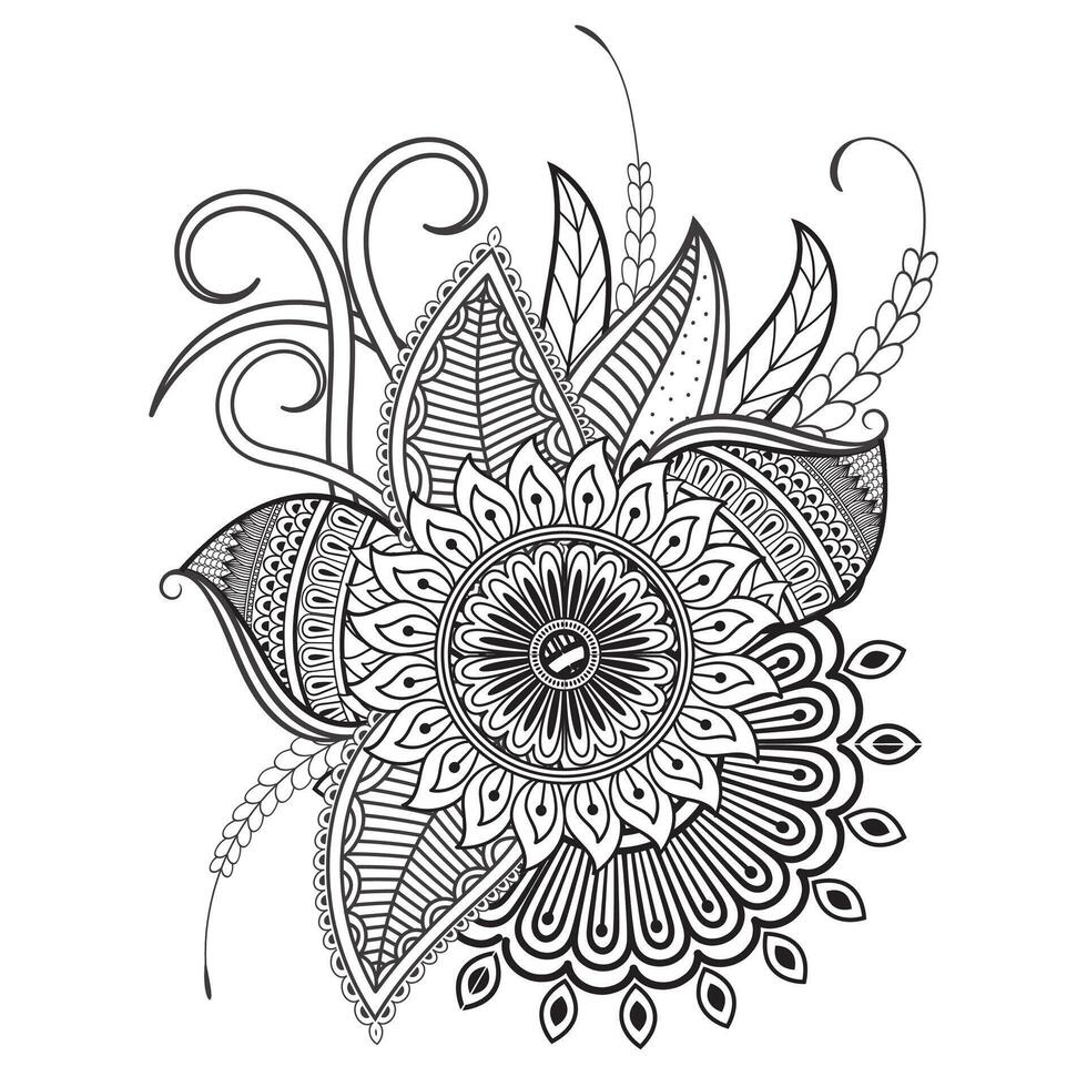 Traditional and Cultural Beautiful pattern design, tattoo design, mandala patterns, Arabic patterns, Rangoli, Alpona, Kolam, Paisley line art. vector