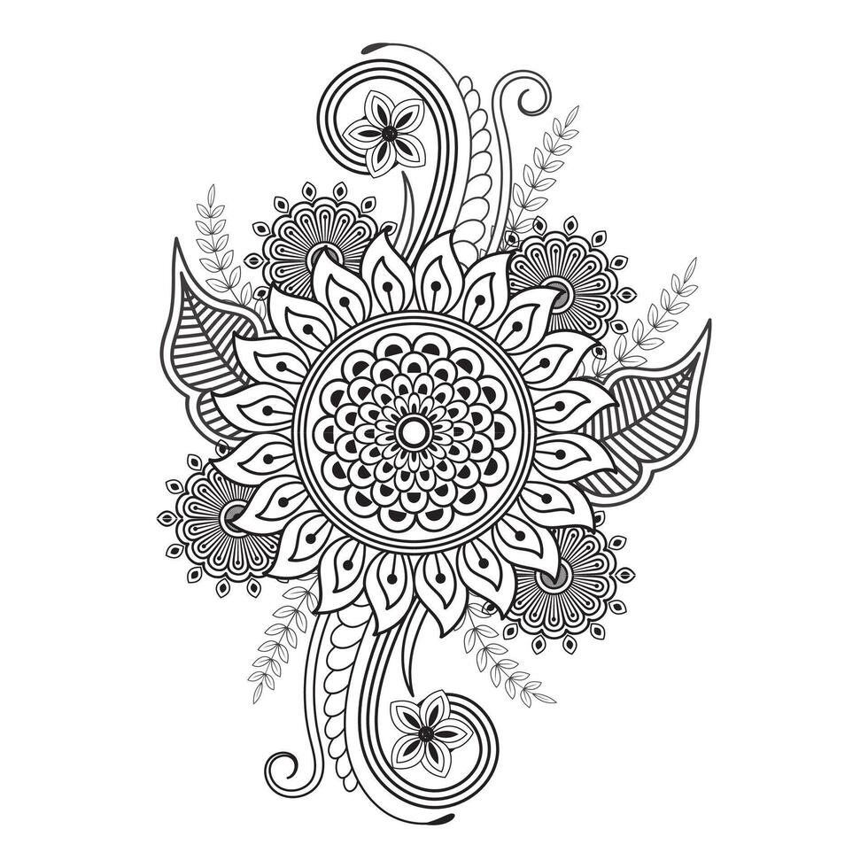 Traditional and Cultural Beautiful pattern design, tattoo design, mandala patterns, Arabic patterns, Rangoli, Alpona, Kolam, Paisley line art. vector
