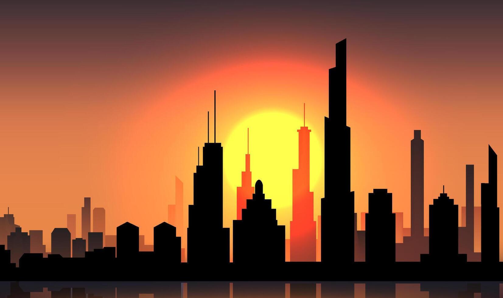 a cityscape with a city in the background. vector